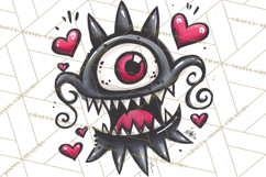 Cute Valentine Monster Doodle Clipart Adorable Love PNG Product Image 3