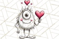 Cute Valentine Monster Doodle Clipart Adorable Love PNG Product Image 2