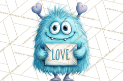 Cute Valentine Monster Doodle Clipart Adorable Love PNG Product Image 2