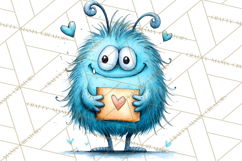 Cute Valentine Monster Doodle Clipart Adorable Love PNG Product Image 3