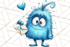 Cute Valentine Monster Doodle Clipart Adorable Love PNG Product Image 4