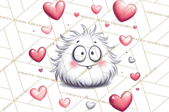 Cute Valentine Monster Doodle Clipart Adorable Love PNG Product Image 5