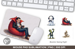 Mouse Pad Watercolor Monster Gaming Night Product Image 1