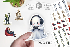 Sticker Watercolor Monster Gaming Night Product Image 1