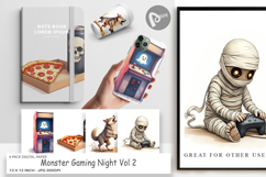 Digital Paper Watercolor Monster Gaming Night Product Image 1