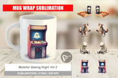 Mug Wrap Watercolor Monster Gaming Night Product Image 1