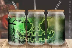 Halloween 16 oz libbey can glass, pumpkin face sublimation Product Image 1