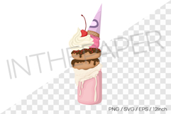 Ice cream pink monster milkshake PNG EPS SVG vector illust Product Image 1