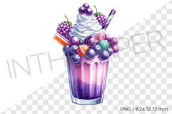 Blueberry and grape filled purple monster milkshake PNG art Product Image 1