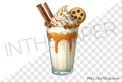 Caramel monster milkshake PNG dessert drink watercolor art Product Image 1
