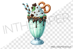 Mint chocolate monster milkshake PNG dessert drink clipart Product Image 1