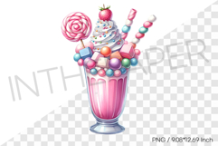 Lollipop monster milkshake PNG dessert drink watercolor art Product Image 1