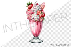Strawberry donut monster milkshake PNG dessert drink clipart Product Image 1