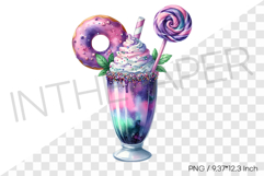 Galaxy monster milkshake PNG dessert drink watercolor illust Product Image 1
