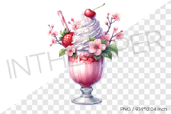 cherry blossom decorated pink monster milkshake PNG dessert Product Image 1