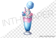 Cotton candy monster milkshake PNG dessert drink watercolor Product Image 1