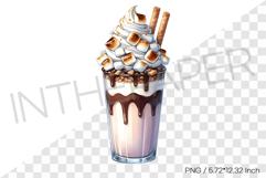 Toasted marshmallow monster milkshake PNG dessert drink art Product Image 1