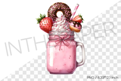 Strawberry monster milkshake PNG dessert drink watercolor Product Image 1