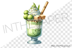 Green tea monster milkshake PNG dessert drink watercolor Product Image 1