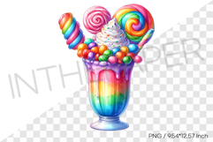 Rainbow monster milkshake PNG dessert drink watercolor art Product Image 1