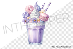 Lavender monster milkshake PNG dessert drink watercolor art Product Image 1