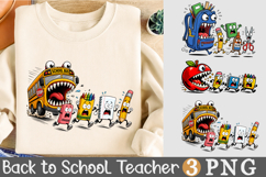 Monster School Bus Sublimation, Back to School PNG Product Image 1