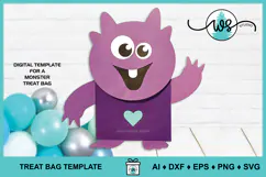 Monster Treat Bag Party Favor Halloween Valentine Template Product Image 1