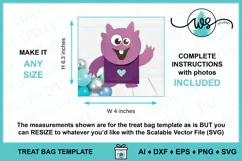 Monster Treat Bag Party Favor Halloween Valentine Template Product Image 2