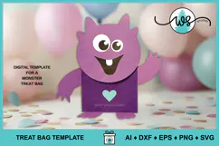 Monster Treat Bag Party Favor Halloween Valentine Template Product Image 5