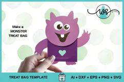 Monster Treat Bag Party Favor Halloween Valentine Template Product Image 6