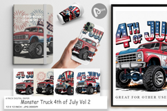 Digital Paper 4th of July Monster Truck Product Image 1