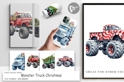Digital Paper Christmas Monster Truck Product Image 1
