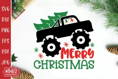 Christmas Monster Truck SVG Cut File for Boys Shirts