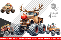 Christmas Monster Truck Clipart Product Image 1