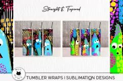 tumblers with cute colorful monster wraps