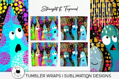 cute colorful monster wraps for tumblers