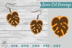 Monstera Leaves Laser Cut Earrings SVG Product Image 1