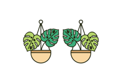 Monstera Plant Hanging Pot Earrings Laser Cut SVG Design Product Image 2