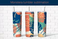 Tropical monstera leaves sublimation tumbler wrap 20 Oz Product Image 1