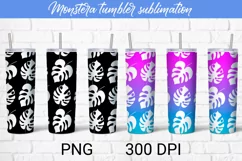 Tropical monstera leaves sublimation tumbler wrap 20 Oz Product Image 1