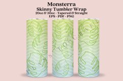 monsterra pattern summer skinny tumbler sublimation design for 20oz and 30oz skinny tumbler sublimation wrap