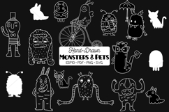 White Friendly Monsters | Hand Drawn Character, Sea Creature Product Image 1