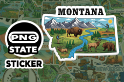 Montana Sticker PNG SVG | State Outline Decal File Product Image 1