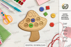 Montessori Lacing Puzzle Laser Cut. Mushroom SVG Product Image 1