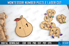 Montessori Numbers Puzzle Laser Cut Design, Pear Kids Puzzle Product Image 1