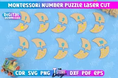 Montessori Numbers Puzzle Laser Cut Design, Kids Puzzle SVG Product Image 1