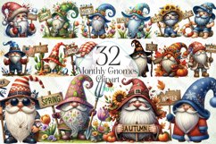 Monthly Gnomes Sublimation Clipart Product Image 1