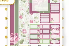 MAMBI planner stickers Monthly Pink Purple roses flowers Product Image 2