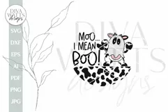 Moo I Mean Boo SVG Cute Cow Ghost SVG Ghost SVG Funny Ghost Product Image 2