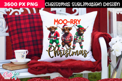  Christmas highland cow Sublimation Design